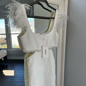 NWT Likely White Feather and Beaded Dress 🤍